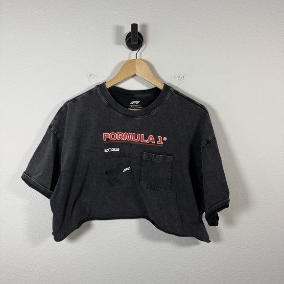 Formula 1 x PacSun Women’s Helmet Sport Cropped Tee in Charcoal Size M - Picture 6 of 12